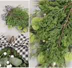 BestAlice 19.7 Inch Eucalyptus Swag with Bow, Wall Hanging Greenery Teardrop Wreath, Artificial Green Leaves Wreaths Decorative for Front Door Farmhouse Decor