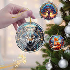Wolf Stained Glass Ornament, Christmas Ornaments, Christmas Tree Decorations, Wolf Christmas Decoration, Wolf Ornaments for Christmas Tree, Holiday Present Ideas, Gift Exchange