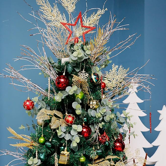 ROSELEAF 30ct 2.36" Shatterproof Christmas Tree Ornaments - Red, Green, Gold Plastic Hanging Balls - Christmas, Wedding And Engagement Occasion