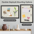 AKTOP Cork Board Bulletin Board with Linen 20" X 30", Large Framed Corkboard for Wall, Hanging Pin Board Picture Board for Home Office Decor, Cute Vision Board with Pushpins (Vintage Black)