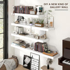 Venusmiles Floating Shelves for Wall, 72 Inch Wide x 12 Inch Deep Floating Shelves, Long Wood Floating Wall Shelf Shelves for Living Room Bathroom Bedroom Kitchen Home - (White, 72" W x 12" D x 2" H)