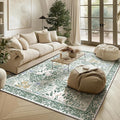 Botanical Floral Area Rug 5x7 Light Green Cream Vintage Garden Design, Perfect for Living Room, Bedroom, Kids Room, Nursery - Stain & Water Resistant Non-Slip, Pet & Child Friendly Area Rugs