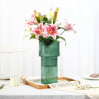 Large Glass Vase, 12 Inches Tall Vase for Flowers, Green Flower Vases for Bouquet, Modern Green Glass Vases for Living Room, Dining Table, Office, Entryway, Mantle, Shelf, Wedding Gifts