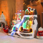 WONDER GARDEN Christmas Village Houses-Christmas Houses Village - Lighted Musical Ski Resort Collectible Buildings with Moving Train, Rotating Tree and Carousel for Indoor Decor or Gift