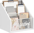 YATINEY Magazine Holder, Wood Magazine Rack Floor, Mail Organizer Countertop, Magazine Mail Holder Sorter, Record Holder for Magazines, Books, Newspapers, Tablets, White MR02WW