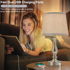 EJIAXIN Table Lamps for Bedroom Set of 2,Dimmable Touch Bedside Lamps with Dual USB A+C Ports - Nightstand Lamp for End Table Modern Night Stand Lamps for Living Room Guest Room