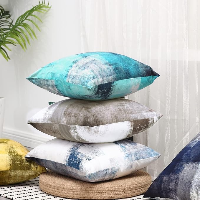 Grey and Beige Abstract Art Artwork Pillow Cover, Gallery Modern Decorative Throw Pillows Cushion Cover for Bedroom Sofa Living Room 22 x 22 Inch Set of 2