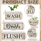 Moucuny 4 Pcs Farmhouse Bathroom Decor and Accessories Rustic Bathroom Shelf Decor Sign Set "wash/brush/flush" Farmhouse Eucalyptus Leaves Wood Block Signs for Toilet Vanity Countertop Home Decoration