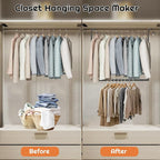 Hanging Closet Rod Adjustable Width Height Closet Rods For Hanging Clothes Black 2 Pack Closet Extender Hanging Rod Clothes Space-Saving Hanging Bar Organizer