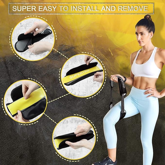 Supertrip Resistance Loop Bands with Protective Sleeves Booty Bands for Women Men 2 Pack Latex Resistance Bands and 1 Pair Non-Slip Functional Sleeves Nylon Webbing Neoprene Padding