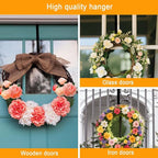 4 Pack Wreath Hangers for Front Door, Over The Door Wreath Hanger Holiday Decorations Wreath Hook for Hanging Christmas Easter Fall Decoration, Welcome Sign Holder Two Each of 12" and 15" (Black)