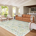 Washable 8x10 Area Rug - Light Green Oriental Design for Living Room, Bedroom, Dining Room & Under Kitchen Table - Stain Resistant, Non-Slip Large Rug