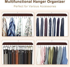 Belt Hanger for Closet, Sturdy Wood Belt Rack Closet Accessories with 14 Hooks Belt Organizer for Closet Organizers and Storage Max 42 Belts-Mahogany 1 Pack
