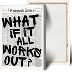 Drimiler Retro Black And White Newspaper Poster What If It All Works Out Canvas Wall Art Positive Affirming Quote Minimalist Prints Painting For Home Bedroom Dorm Wall Decor 12x18in Wframed