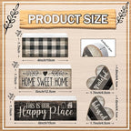 Moucuny 4 Pcs Farmhouse Kitchen Decor Black and White Farmhouse Tiered Tray Decor Home Sweet Home Centerpiece Wooden Heart Rustic Valentines Day Block Sign for Kitchen Shelf Valentines Gift Decoration