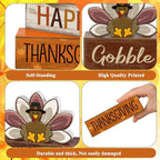 Lineshading 4 Pcs Fall Decorations for Home Wooden Turkey Decor Thanksgiving Table Centerpiece Fall Tiered Tray Decor Rustic Wooden Turkey Block Sign for Autumn Harvest Party Table Kitchen Shelf