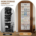 MISSLO 30 Pairs Over the Door Shoe Organizer Breathable Mesh Hanging Shoe Rack for Closet Storage with Wide Deep Pockets 10 Tier Shoes Holder Fit All the Family's Sneakers, Boots, Heels (White, 71")