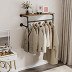 Clothes Rack with Top Shelf, 29.1in Industrial Pipe Wall Mounted Garment Rack, Space-Saving Display Hanging Clothes Rack, Heavy Duty Detachable Multi-Purpose Hanging Rod for Closet Storage