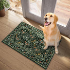 Vintage Botanical Dark Green Entryway Rug, 2x3 Kitchen Rugs Non Slip Washable Boho Green Forest Design, Soft Door Mat Indoor Entrance, Ultra-Thin Easy Clean Small Throw Carpet for Bedroom Bathroom