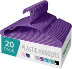 NEATERIZE Clothes Hangers Plastic 20 Pack For Adults - Plastic Hangers, The Perfect Coat Hanger and Space Saving Clothes Hangers for Closet, Percheros Ganchos para Colgar Ropa Hangars - Purple Hangers