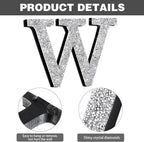 Qunclay 8'' Silver Crystal Diamond Bling Letters Crushed Diamond Decoration Wooden Glitter Letter with Screw and Hooks Rhinestone Gift for Wedding Y2k Mcbling Bedroom Wall Decor (Letter W)
