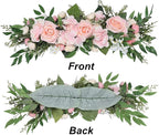 TITA-DONG 25.6inch Artificial Rose Peony Flower Swag, Front Door Peony Floral Arch Garland Swag Hydrangeas Eucalyptus Leaves Wreath for Wedding Arch Front Door House Wall Decoration(Pink)