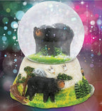 COTA Global Black Bear Stone Snow Globe - Sparkly Water Globe Figurine with Sparkling Glitter, Collectible Novelty Ornament for Home Decor, for Birthdays, Christmas, and Valentine's Day