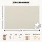 Thboxes Cork Board with Linen, 30" x 20" Double-Sided Bulletin Board Corkboard for Wall Picture Display Framed Vision Boards for Home Office School Pin Boards with 20 Pushpins &10 Clips