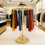 Gold 360°Rotating Scarf Display Tie Rack Belt Hanger Shawl Hijab Stand, Boutique Retail Display Stand Home Organizer Holder for Commercial Clothing Store, Bedroom(49.2in, 30 Hanging Rods)