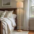 BOBOMOMO 62" Rustic Farmhouse Floor Lamp with Remote & Dimmable 9W Bulb, 3 Color Temperatures Resin Standing Lamp, Retro Corner Tall Lamp for Living Room, Bedroom, Nursery, Office, Reading Nock