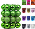 Emopeak 24Pcs Christmas Balls Ornaments for Xmas Christmas Tree - 4 Style Shatterproof Christmas Tree Decorations Hanging Ball for Holiday Wedding Party Decoration (Grass Green, 1.6"/4.2CM)