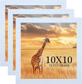 10x10 Picture Frame Set of 3, white Wooden Frame 10 by 10 Square Wall Gallery Poster Photo frame with Durable Shatter Resistant Plexiglass for Wall Hanging best gift