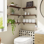 YGEOMER 23.6 Inch Floating Shelves for Wall, Farmhouse Wall Shelves for Bedroom, Bathroom Storage, Living Room and Kitchen Decor (Set of 6 Brown)