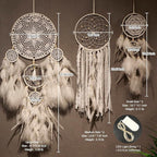 5 Pack Boho Dream Catcher Wall Hanging - White Handmade Dream Catchers Large Small Wall Decor for Bedroom Adult Sun and Moon Bohemian Hanging Decor Wedding Party Decoration for Women Teen Girls