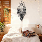 Dream Catchers,Large Dream Catchers for Bedroom Adult Black Boho Dream Catcher Tree of Life Wall Decor with Natural Healing Crystal Stone Hanging Ornament Teen Dorm Room Decor Festival Gift