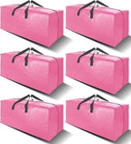 6 Pack Heavy Duty Extra Large Moving Bags W/Backpack Straps - Strong Handles & Zippers, Storage Totes For Space Saving, Fold Flat, Alternative to Box and Bin (40 gal, Pink)