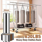 Raybee Clothes Rack Load 630LBS, Heavy Duty Clothes Rack, Rolling Clothing Racks for Hanging Clothes with Wheels, Adjustable & Commercial Garment Rack, 22" D x 75" W x 68" H