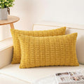 Aegero Pack of 2 Corduroy Decorative Throw Pillow Covers 12x24 Inch Soft Striped Pillow Covers Modern Farmhouse Home Decor for Sofa Living Room Couch Bed（Yellow）