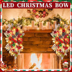 Lyrow 4 Pcs Cordless Prelit Christmas Artificial Swags 24" Xmas Stairway Swag Teardrop Trim Christmas Staircase Decoration Battery Operated Garland Indoor Outdoor Railing Decor(Classic Style)