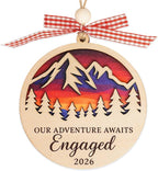 Engagement Ornament 2026, Gifts for Couples, Gifts for Newly Engaged Couples - Engagement Gift for Her, Bride to Be, Couple - Just Engaged Gift for Friends, Women - Wood Christmas Ornament 2026