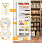Over The Door Organizer 5 Tiers, Extra Large Behind Door Storage of 10 Compartments, 80 lbs Weight Capacity Hanging Storage Organizer with Clear Window Kids Toys, Shoes,Diapers, Room Storage, White