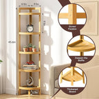 2026 New Bamboo Standing Shelf, 5 Tier Corner Shelf Stand, Free-Standing Shelf Units, Triangular Curved Corner Shelf Stand for Space-Saaving Display Ideal for Bathroom/Kitchen/Living Room Storage