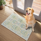 Washable Entry Rug 2x3 Feet, Non-Slip Indoor Entryway Bathroom Kitchen Mat, Vintage Floral Design Rug Perfect for Entryway Décor