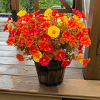 Artificial Mums Fall Flowers for Outdoors, 12 Bundles Artificial Plants Outdoor Fake Flowers UV Resistant, Outdoor Fake Plants Faux Silk Flowers for Porch Outside Planter Window Box Garden