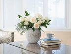 Rustic Farmhouse Textured Ceramic Vase, Large Round Distressed White Pottery Flower Vase for Centerpieces, Kitchen, Living Room, Bedroom, Table Top Decor, Gift & Weddings