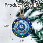 DASTOLL Stained Glass Christmas Decorations, Blue and Gold Star Gift Box Suncatcher for Window Christmas Tree Hanging Ornaments Sun Catcher Xmas Decor Gifts for Women Men Mom Nana Friend