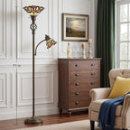 GyroVu Tiffany Floor Lamp, Torchiere Floor Lamps with Stained Glass Shade, 70" Tall Standing Lamp with Adjustable Gooseneck Reading Lamp for Living Room Bedroom Office, Bulbs Included
