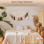 Boho Tassel Garland Western Decor Terracotta Tassel Wood Bead for Birthday, Party Home Nursery Decorations