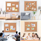 Extra Large Cork Bulletin Board 48" X 48", Silver Aluminum Framed 4'x4' Corkboard for Wall, Wall Mounted Notice Pin Board with 18 Push Pins for School, Home & Office