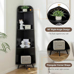 VECELO Large Tall Corner Shelf, 66.93" H 4-Tier Corner Storage Organizer, Freestanding Corner Display Rack for Living Room Bedroom Home Office, Black
